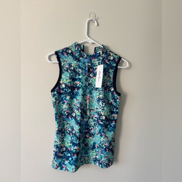 Lady Hagen Tops Floral Keyhole Sleeveless Golf Polo Size XS NWT - Picture 5 of 11